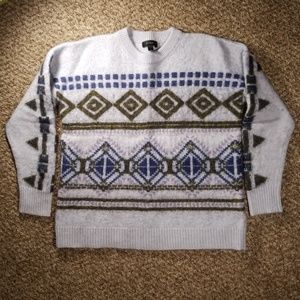 J. Crew Fair Isle Wool Crewneck Pullover Sweater Women's Size Large Grey